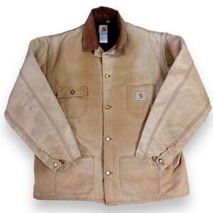 Vintage Worn Carhartt‎ Blanket Lined Chore Coat Jacket 6BLC Size 2XL 50 - 52
